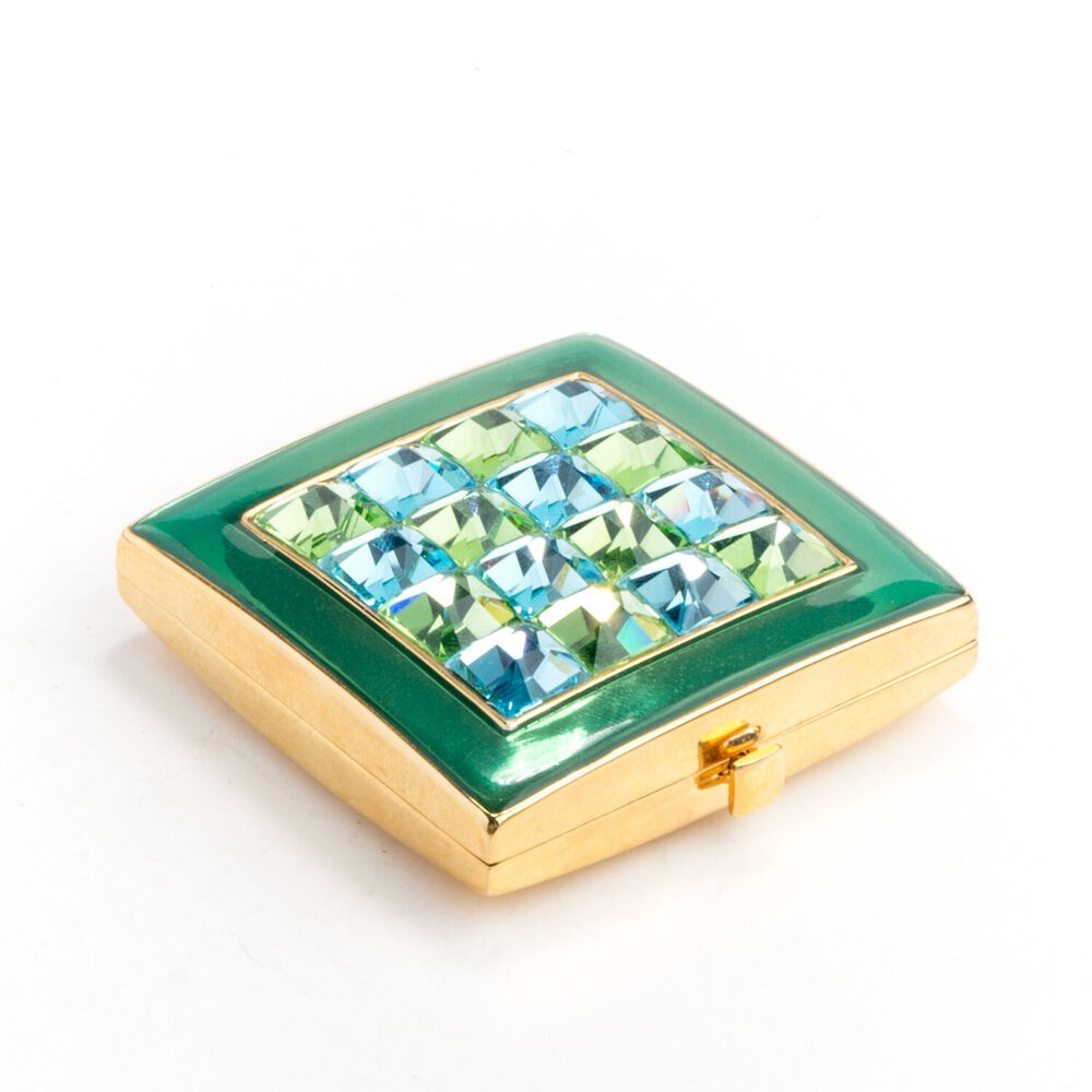 Estee Lauder Re-Nutriv Pressed Powder Compact Jeweled Crystal Mirror Transparent