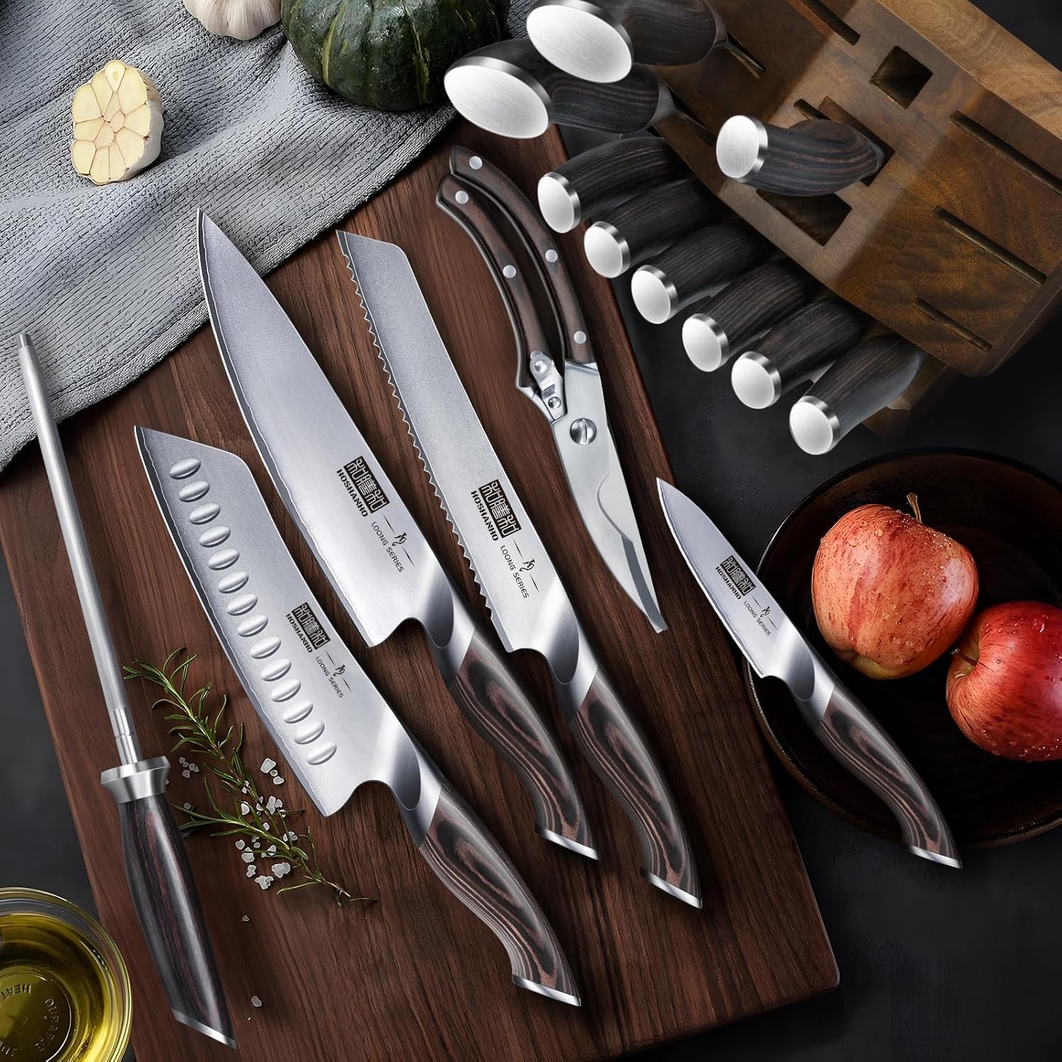 16 Piece Knife Set Japanese High Carbon Stainless Steel Kitchen Knife Set Extra Sharp Chef Knife Set with Sharpener