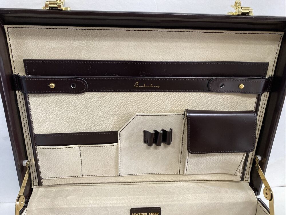 Londonderry Business Briefcase for Men Hard Case Leather Color Brown Size L