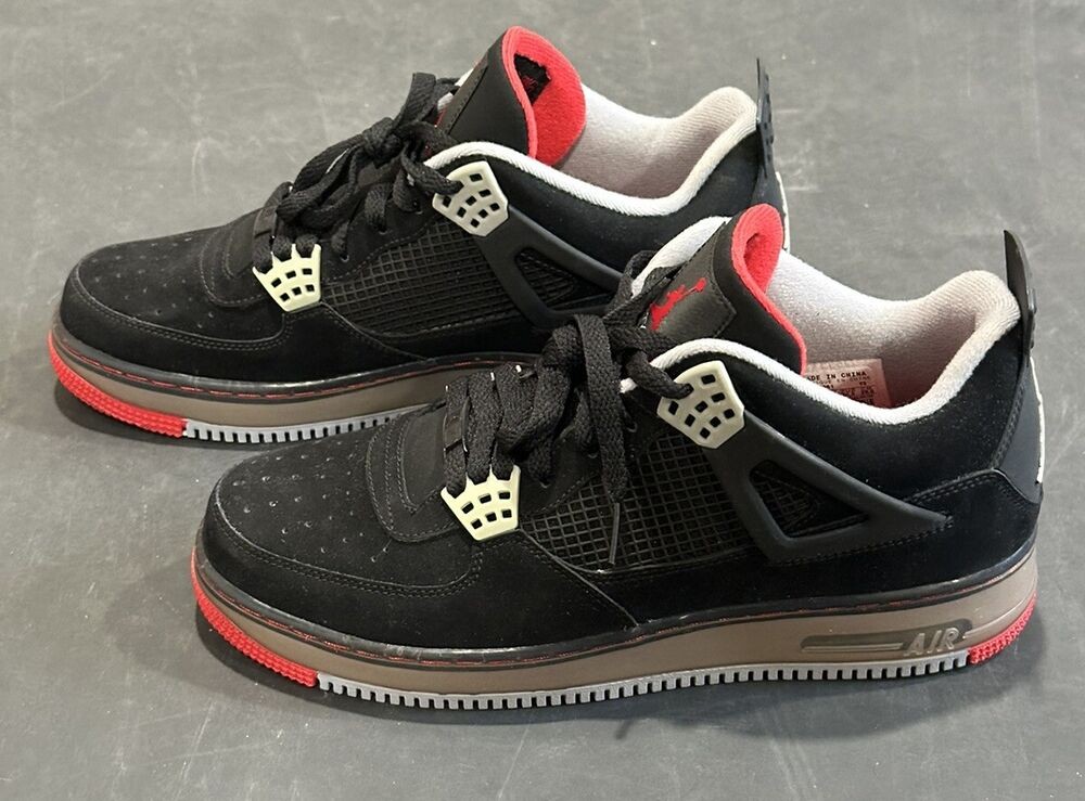 Air Jordan Fusion 4 Black Cement Fire Red Grey 364342-061 Men’s Size 10.5