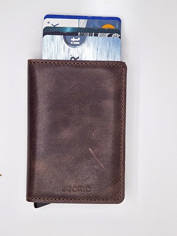 Secrid SV Chocolate Men's Mini Wallet New Genuine Leather RFID Secure Maximum 12 Cards-