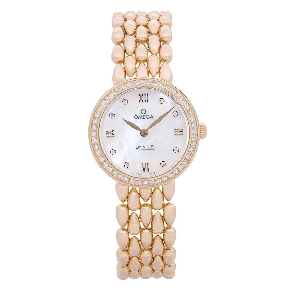 Omega De Ville Prestige 18k Rose Gold Diamond MOP dial watch 424.55.27.60.55.004-