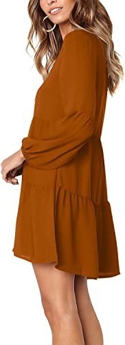 Amoretu Women Summer Tunic Dress V Neck Casual Loose Flowy Swing Shift Dresses