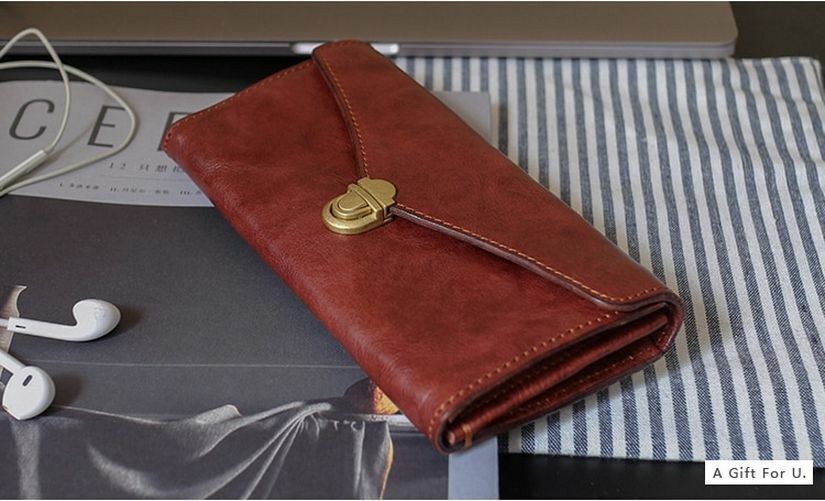 Leather Long Men Handbag Hasp Closure High Quality Vintage Travel Purse Wallet