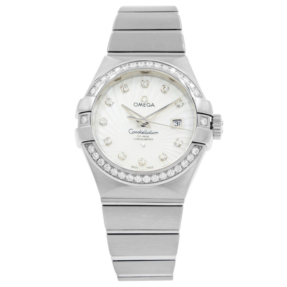 Omega Constellation Silver Diamond Platinum Ladies Watch 123.55.31.20.55.003-