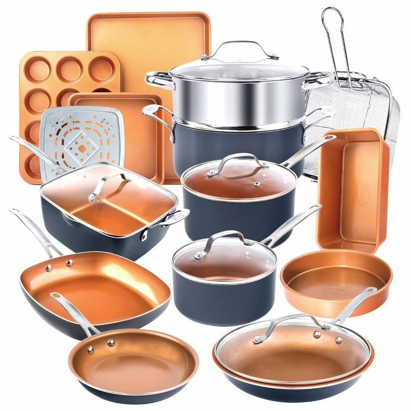 Gotham steel 20-piece nonstick cookware and baking set-3 colors to choose from