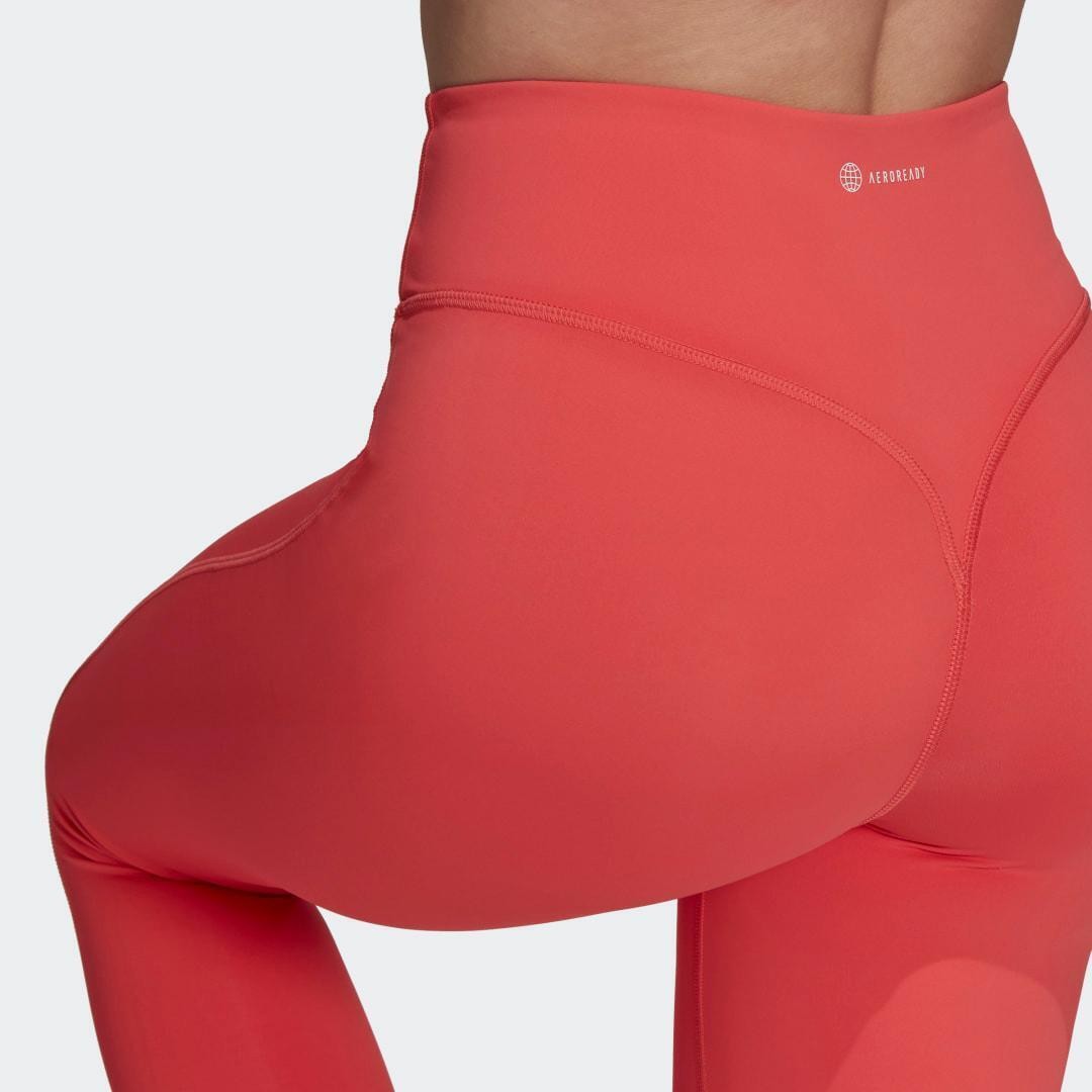 ADIDAS Hyperglam Aeroready High Rise Pink LEGGINGS Gym Training RUNNING BOTTOMS