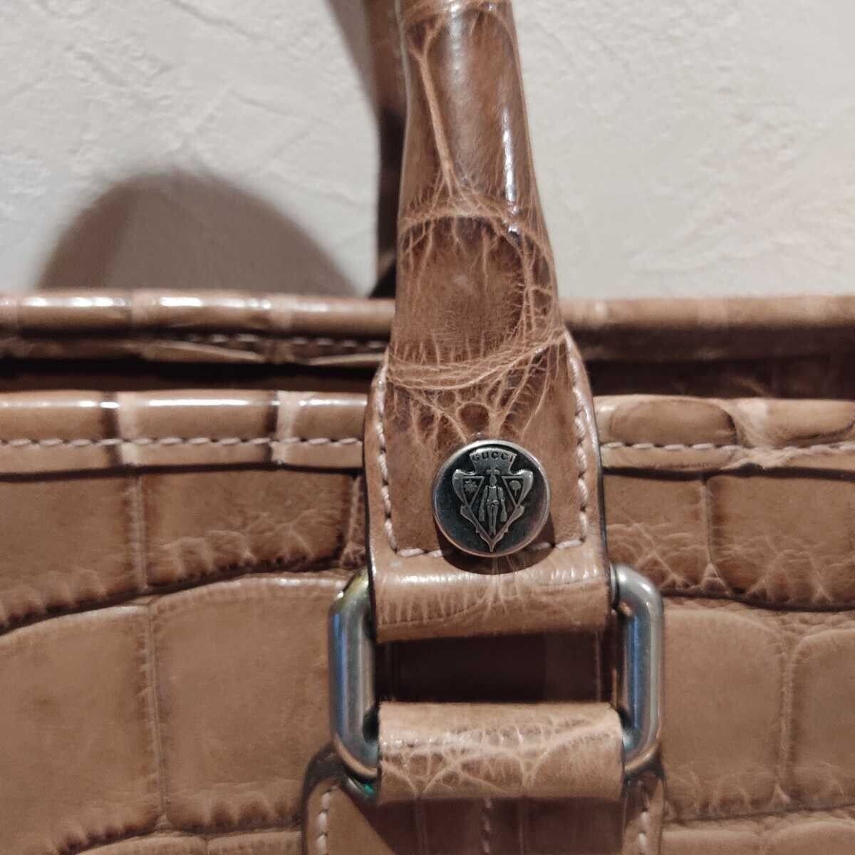 GUCCI crocodile leather large handbag-