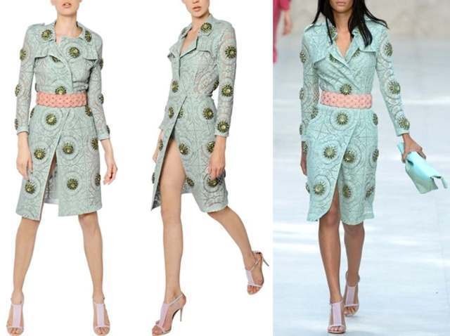 Runway BURBERRY Prorsum Jewels Beige Lace Trench Coat Jacket Women's €40-