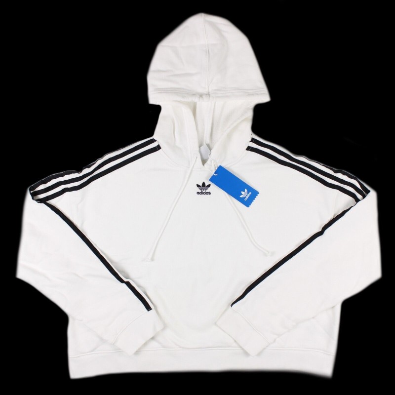 Ladies Adidas Originals Cropped Clover Sweatshirt White/Black DX2321-