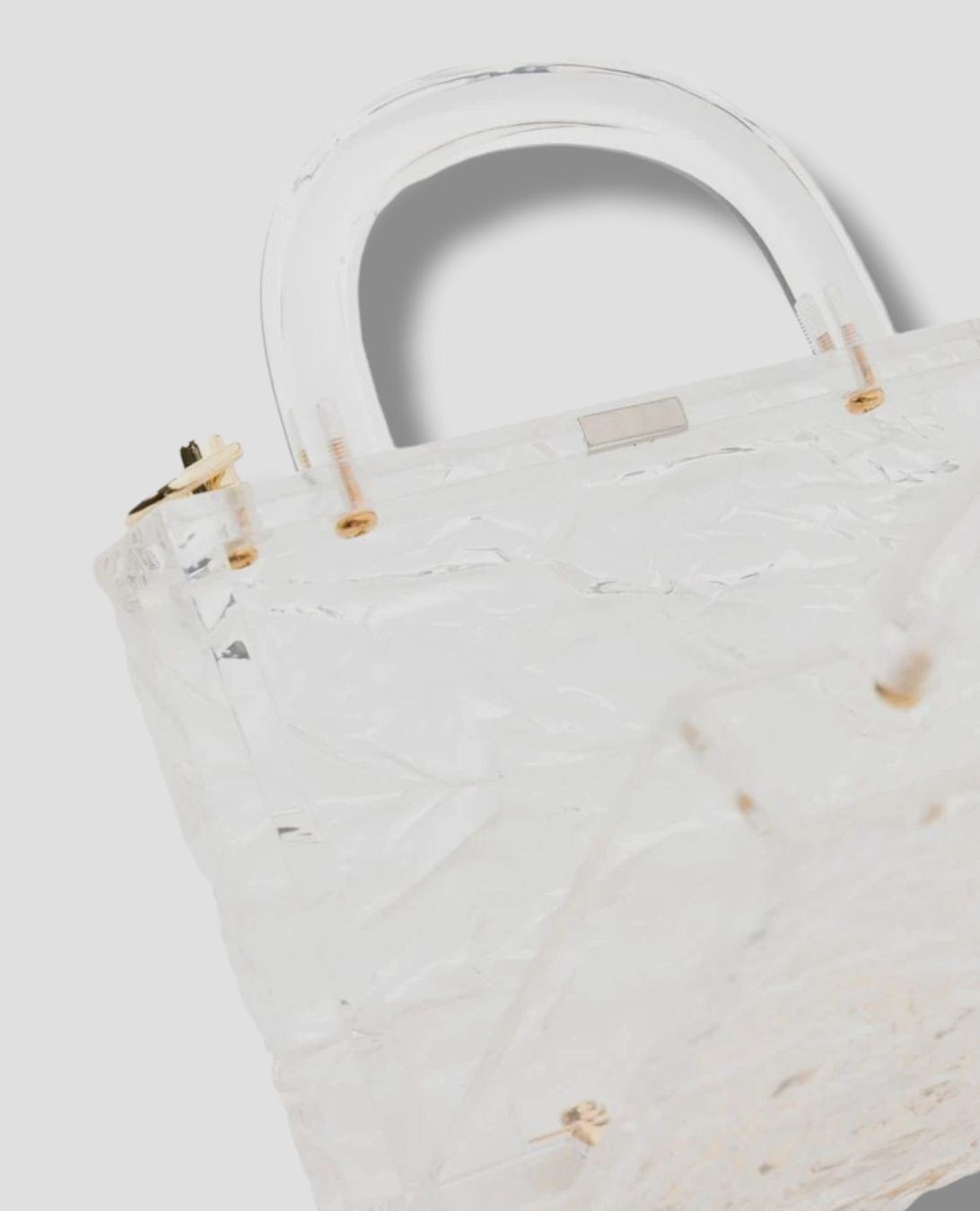 L'Afshar Women Clear Leon Translucent Box Chain Shoulder Clutch Bag