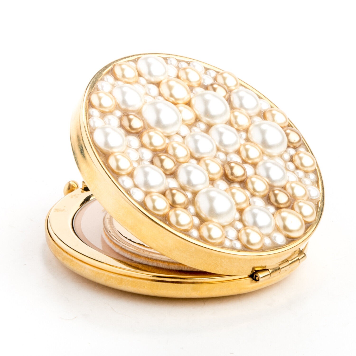 Estee Lauder Re-Nutriv Pressed Powder Compact Jeweled Pearl Mirror