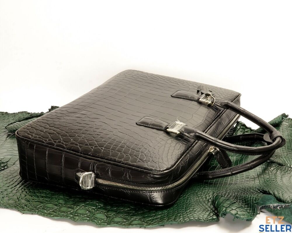 Genuine Alligator Leather Belly Business Shoulder Bag Handbag Travel Briefcase