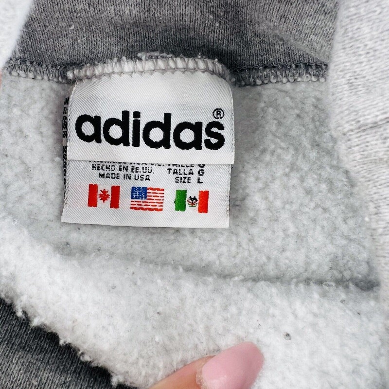 Retro Adidas pullover sweatshirt women's plus size simulation collar gray-