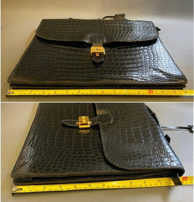 HERMES Sac A Depeche Briefcase Black Crocodile Porosus -