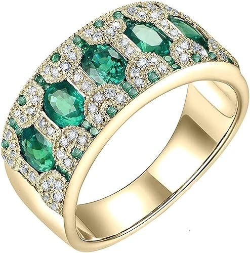 14k Rose White Gold Beautiful Natural Emerald Ring
