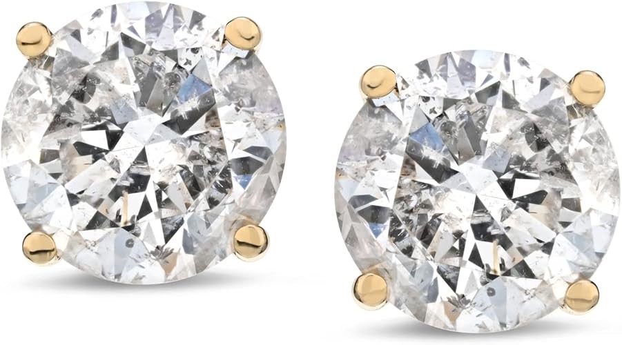 Amazon Essentials Certified 14k Gold Diamond with Screw Back and Stud Earrings (J-K Color, I1-I2 Clarity)