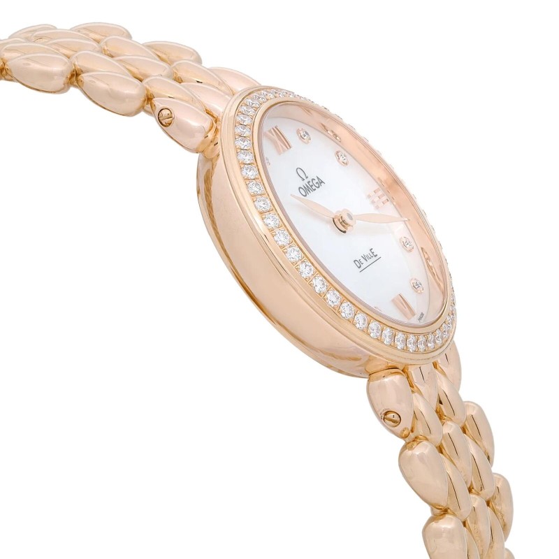 Omega De Ville Prestige 18k Rose Gold Diamond MOP dial watch 424.55.27.60.55.004-