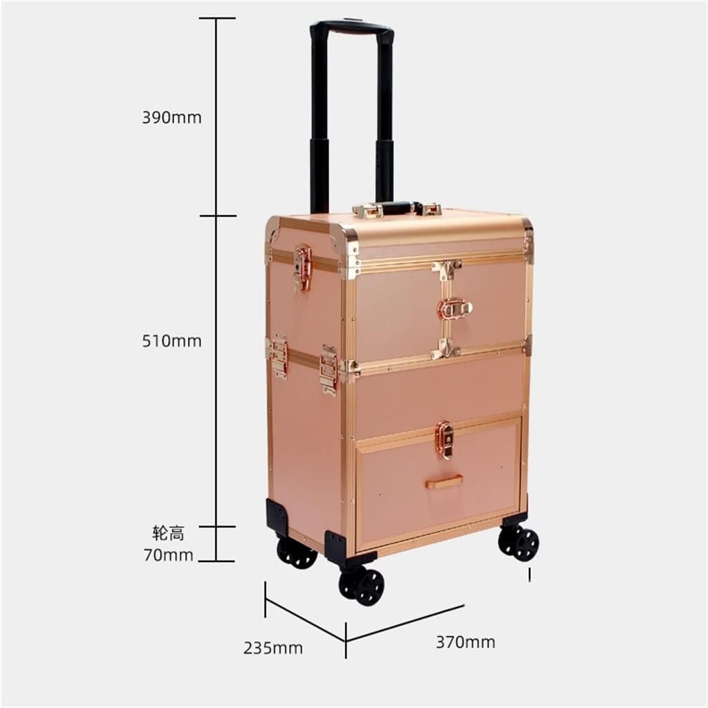 Trolley Cosmetic Bag Beauty Luggage With Wheels Makeup Nail Box Professional Beauty Trolley Case Rose Gold Suitcase