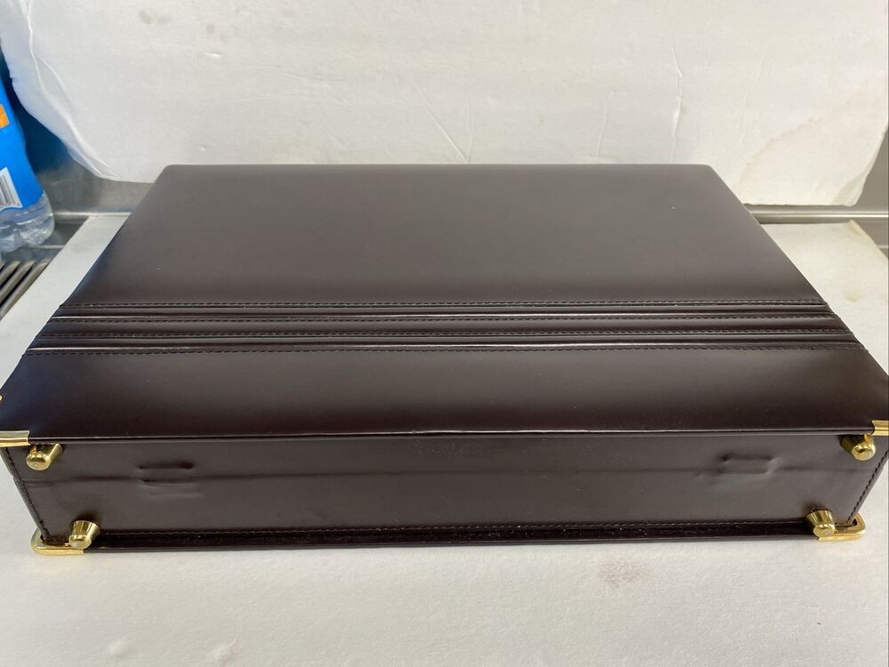 Londonderry Business Briefcase for Men Hard Case Leather Color Brown Size L