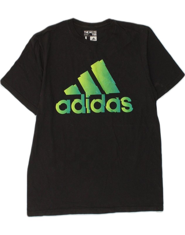 ADIDAS Womens The Go-To Tee Graphic T-Shirt Top UK 16 Large Black Cotton AJ41