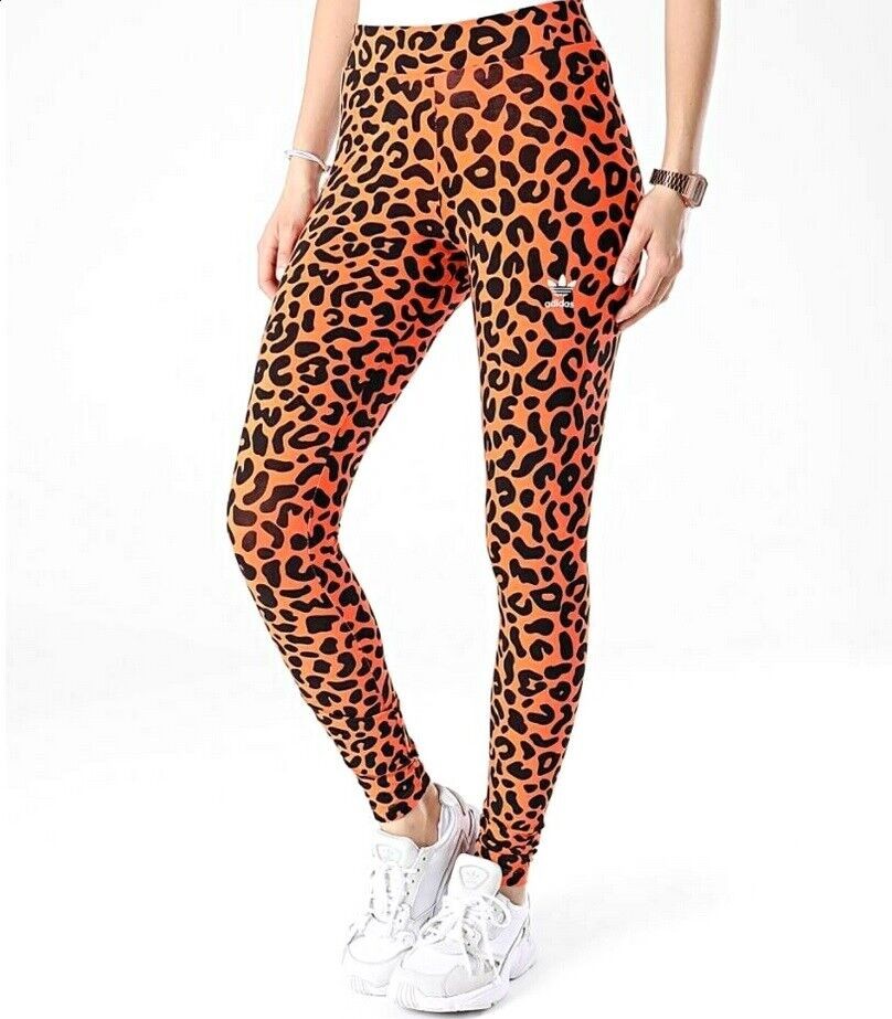 Adidas Original X RICH MNISI CHEETAH Printed Tights Orange/Multi Color HC4477-