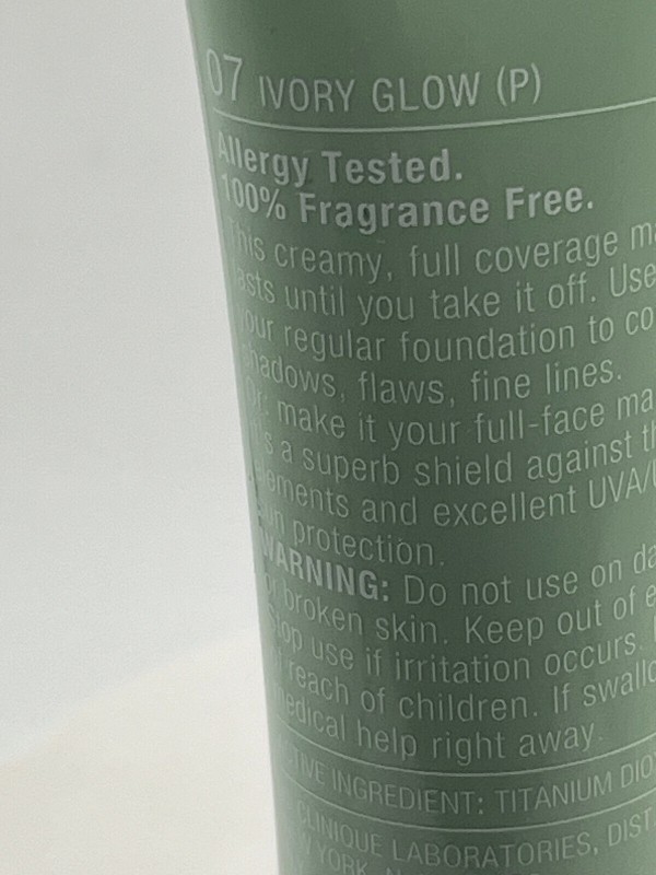 Clinique Continuous Coverage Makeup SPF 15 #07 IVORY GLOW 1oz./30 ml NIB