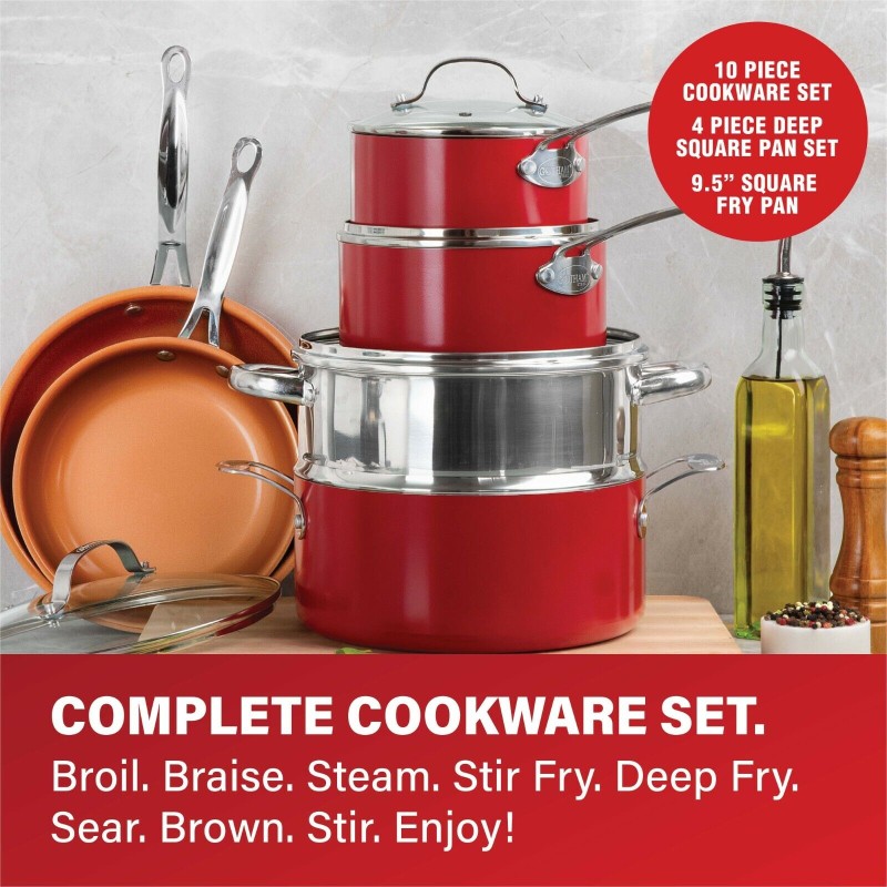 Gotham steel 20-piece nonstick cookware and baking set-3 colors to choose from