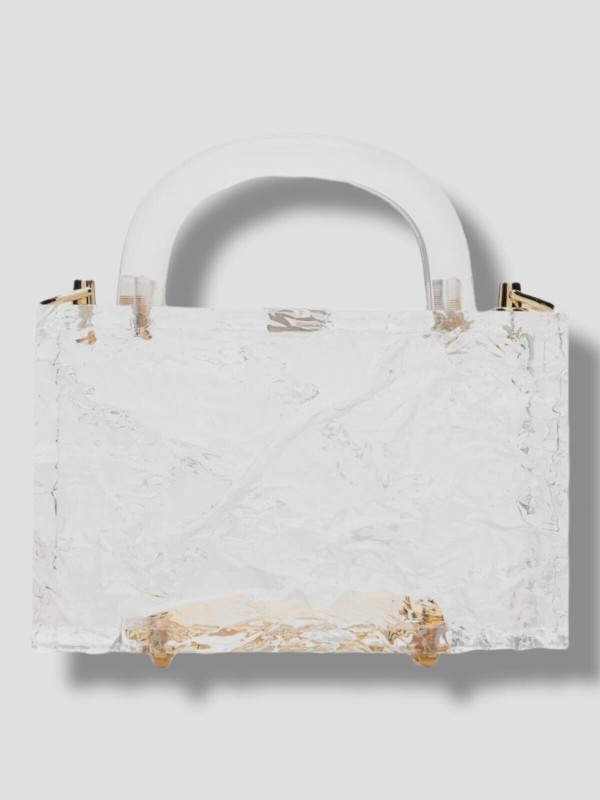 L'Afshar Women Clear Leon Translucent Box Chain Shoulder Clutch Bag
