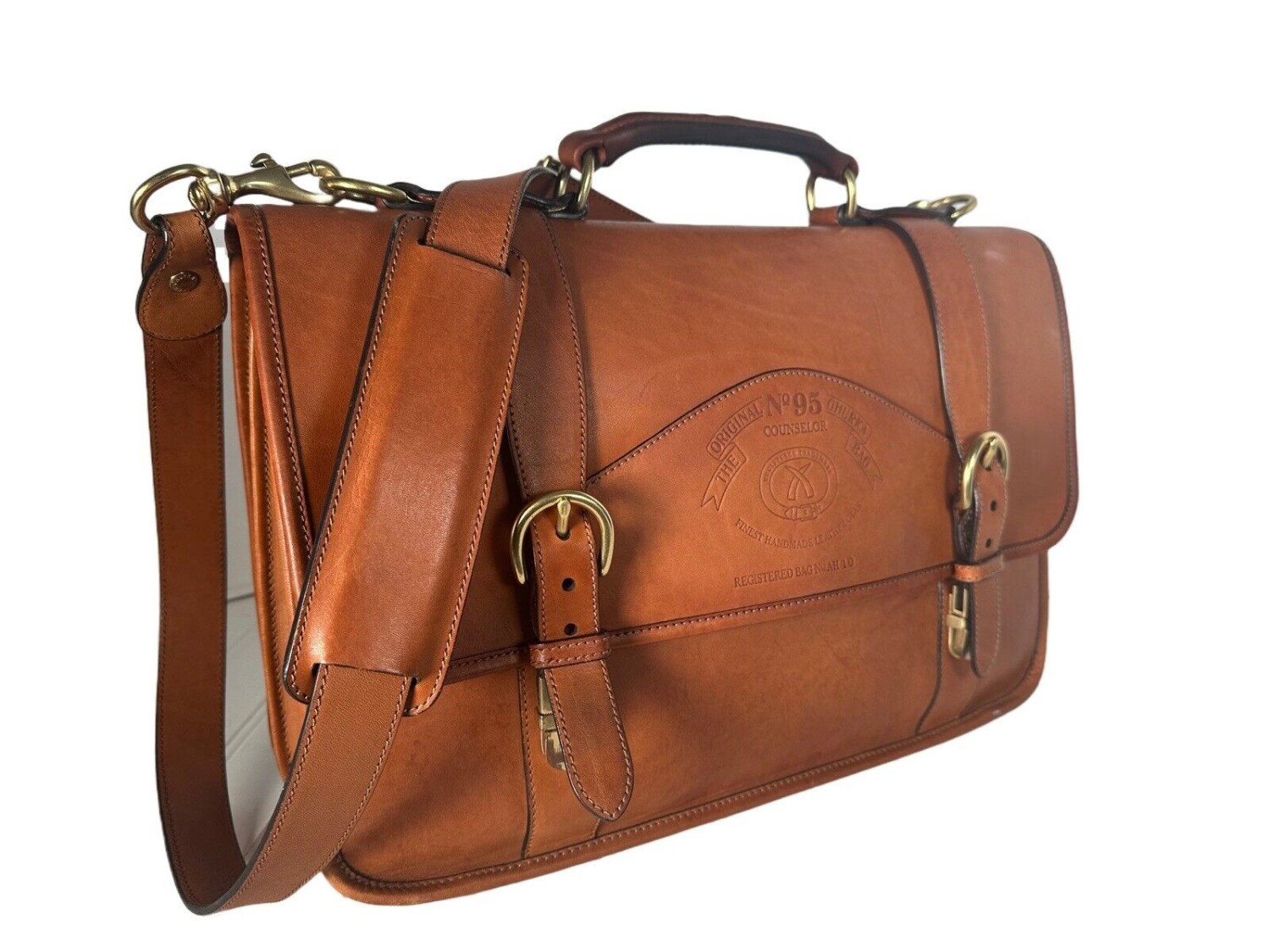 Ghurka #95 Chestnut Too Handle Leather shoulder bag Briefcase