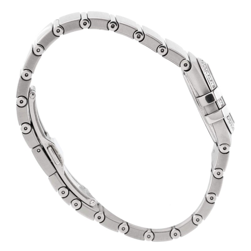 Omega Constellation quartz watch stainless steel with diamond bezel and logo-