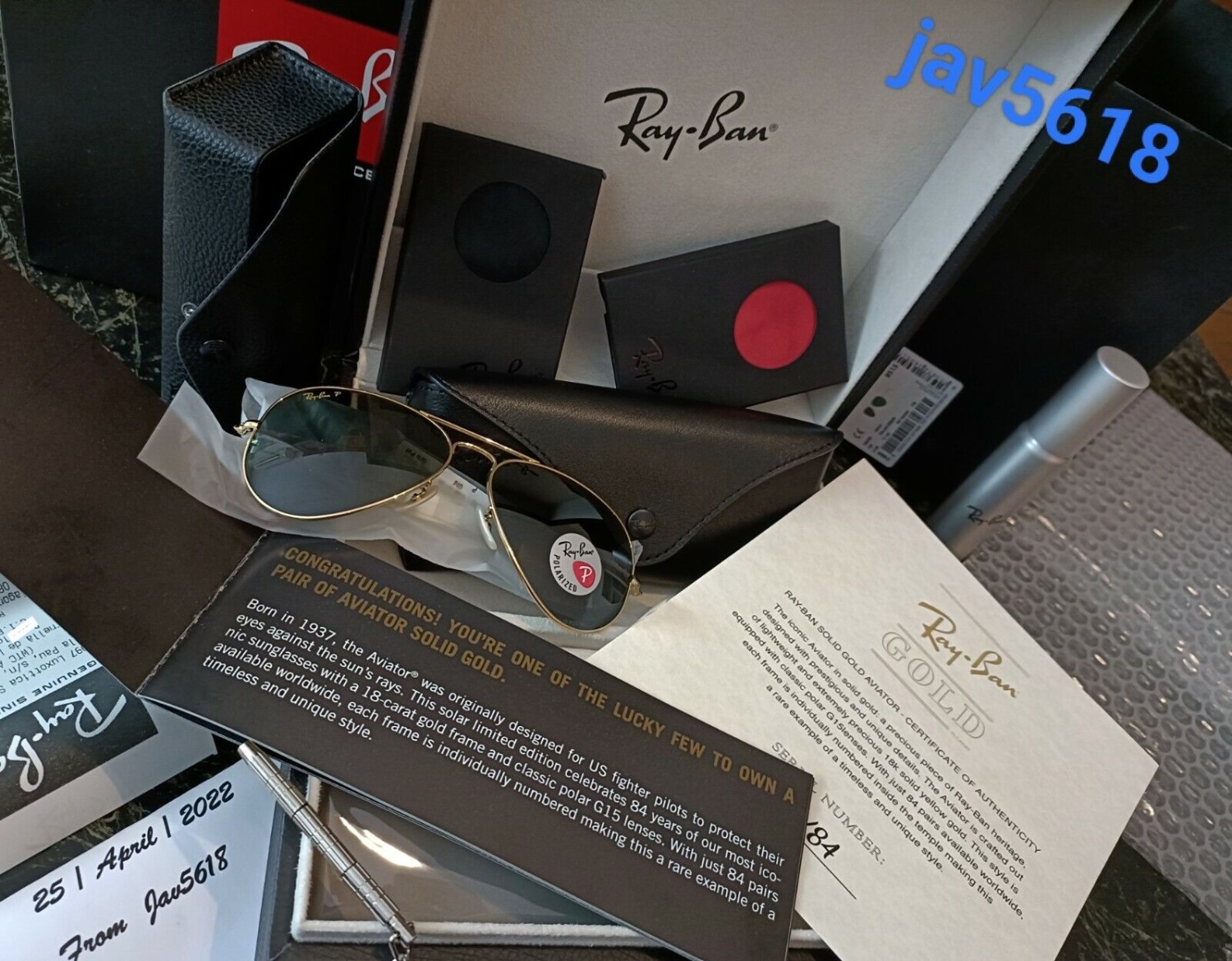 Ray-Ban pilot 3025 K Solid Gold 18k Limited 84 Rare, brand-new, intact and unique pilot * * *-