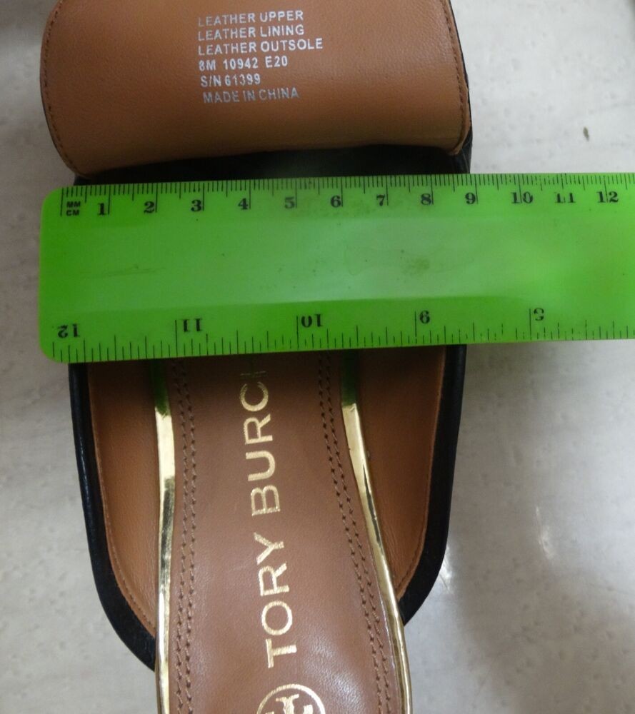 TORY BURCH Size 8 black JESSA backless mule Loafer Slip-on Women's Flats Horses