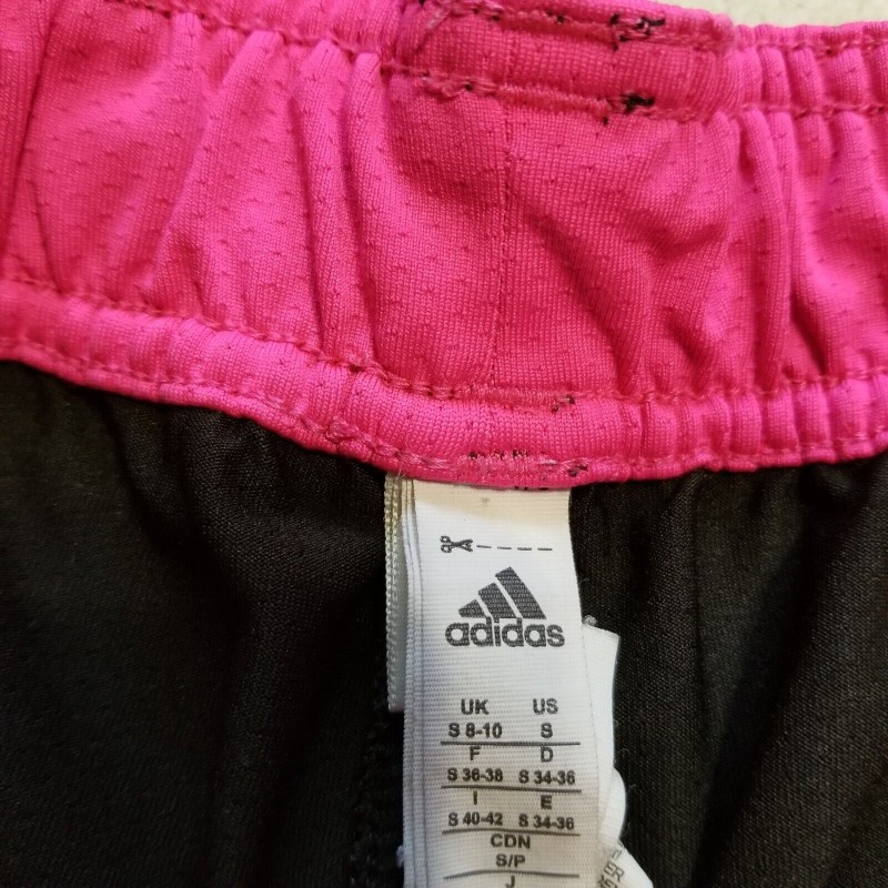 Adidas Women's Athletic Shorts Climalite S 8-10 Black Pink Running Jogging...-