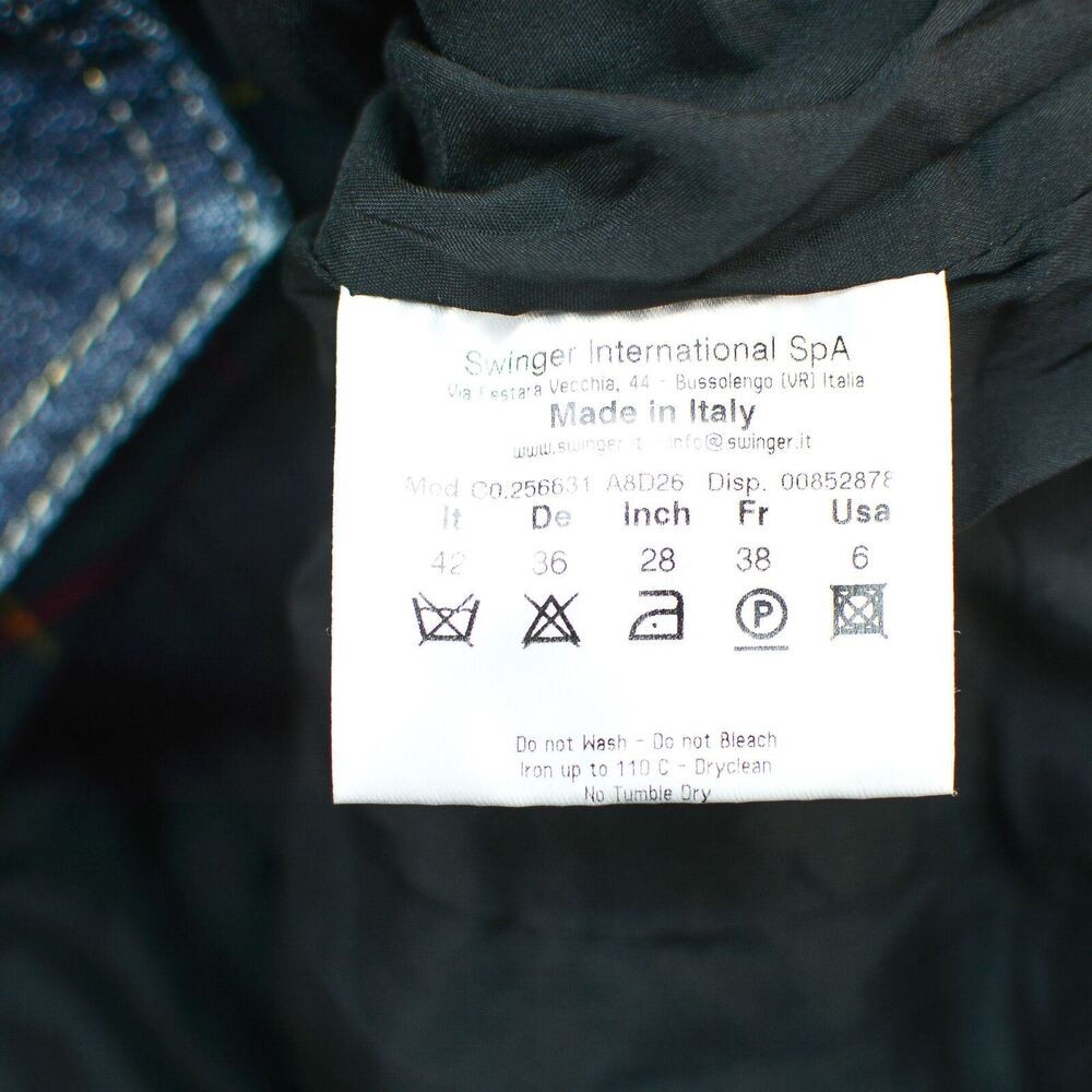 Rocco Barocco Women's Denim Jacket Blazer 2 Button Contrast Plaid Size DE-36