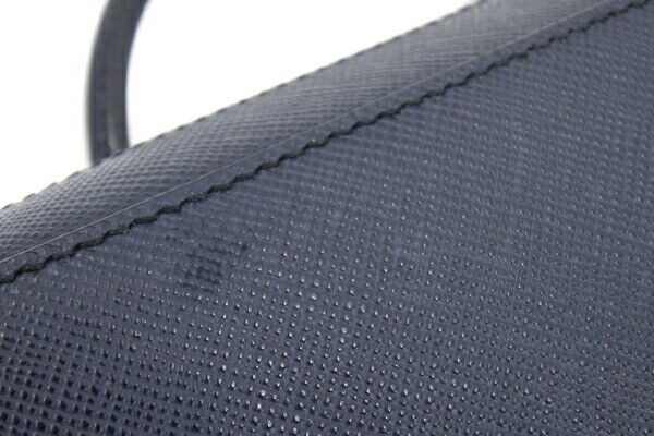 PRADA 2WAY Briefcase 2VE363 Navy Leather Used Shoulder Bag Crossbody Shoulder