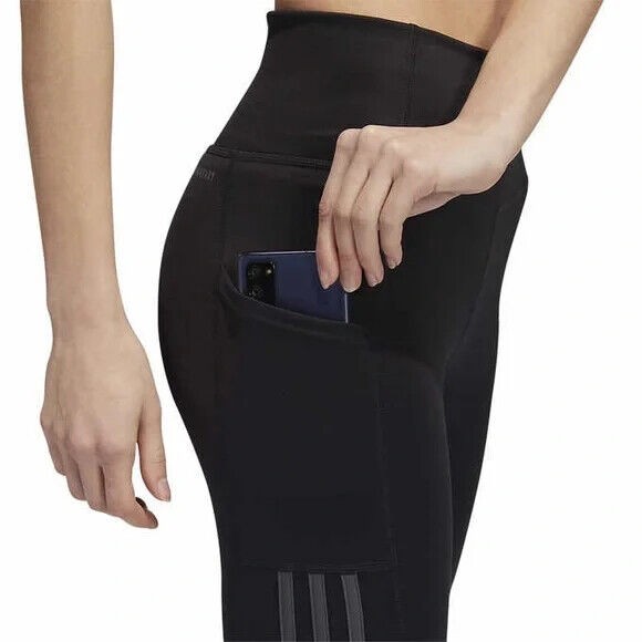 adidas Womens' 3-Stripe High Rise Waistband 3/4 Capri Leggings