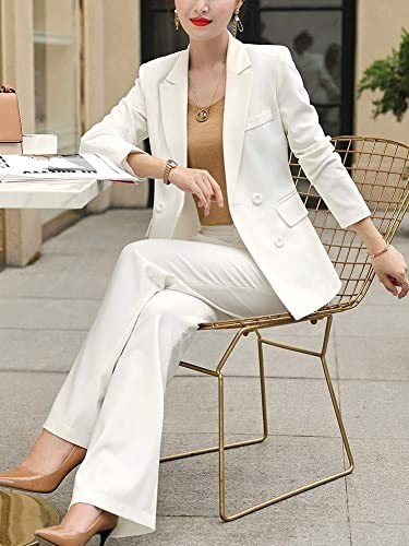 Susielady Women's Blazer Two-Piece Solid Color Work Pants Set Women's Business Office Ladies Suit Set