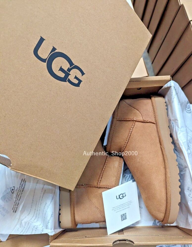 NEW 100% Authentic UGG Classic Ultra Mini Women's Winter Ankle Boots Chestnut