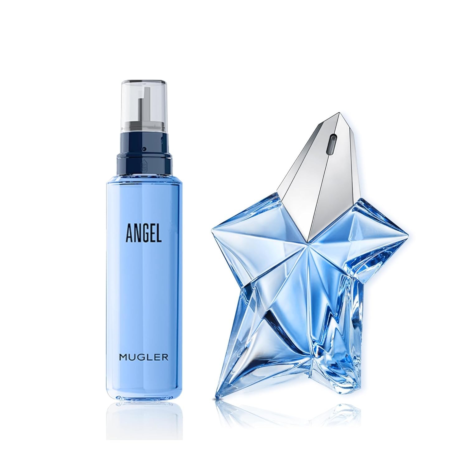 Mugler - Angel - Eau de Parfum - Womens Perfume Refill Bundle - Ambery & Woody - With Bergamot, Praline, and Patchouli - 3.3 Fl Oz Refillable Perfume & 3.3 Fl Oz Refill