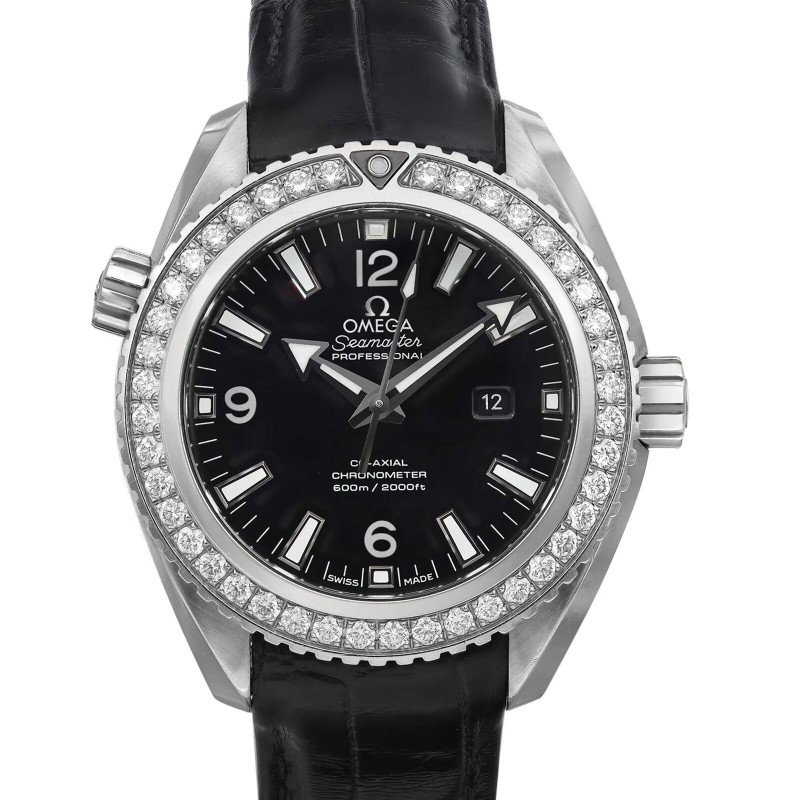 Omega Seamaster Planet Ocean Steel Diamond Black Dial Watch 232.18.38.20.01.001