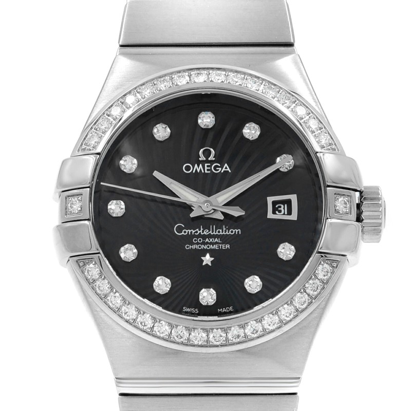 Omega Constellation 18K White Gold Black Dial Ladies Watch 123.55.31.20.51.001