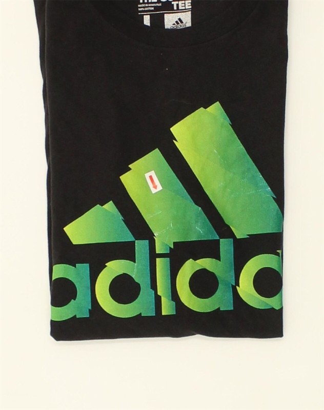 ADIDAS Womens The Go-To Tee Graphic T-Shirt Top UK 16 Large Black Cotton AJ41