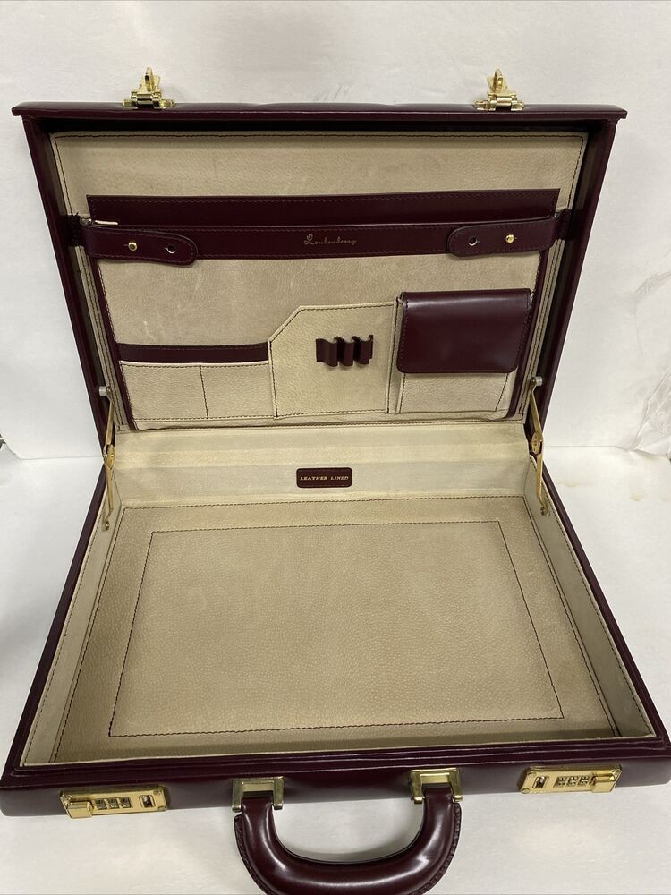 Knoxx Londonderry Business Briefcase for Men Hard Case Leather Burgundy Size L