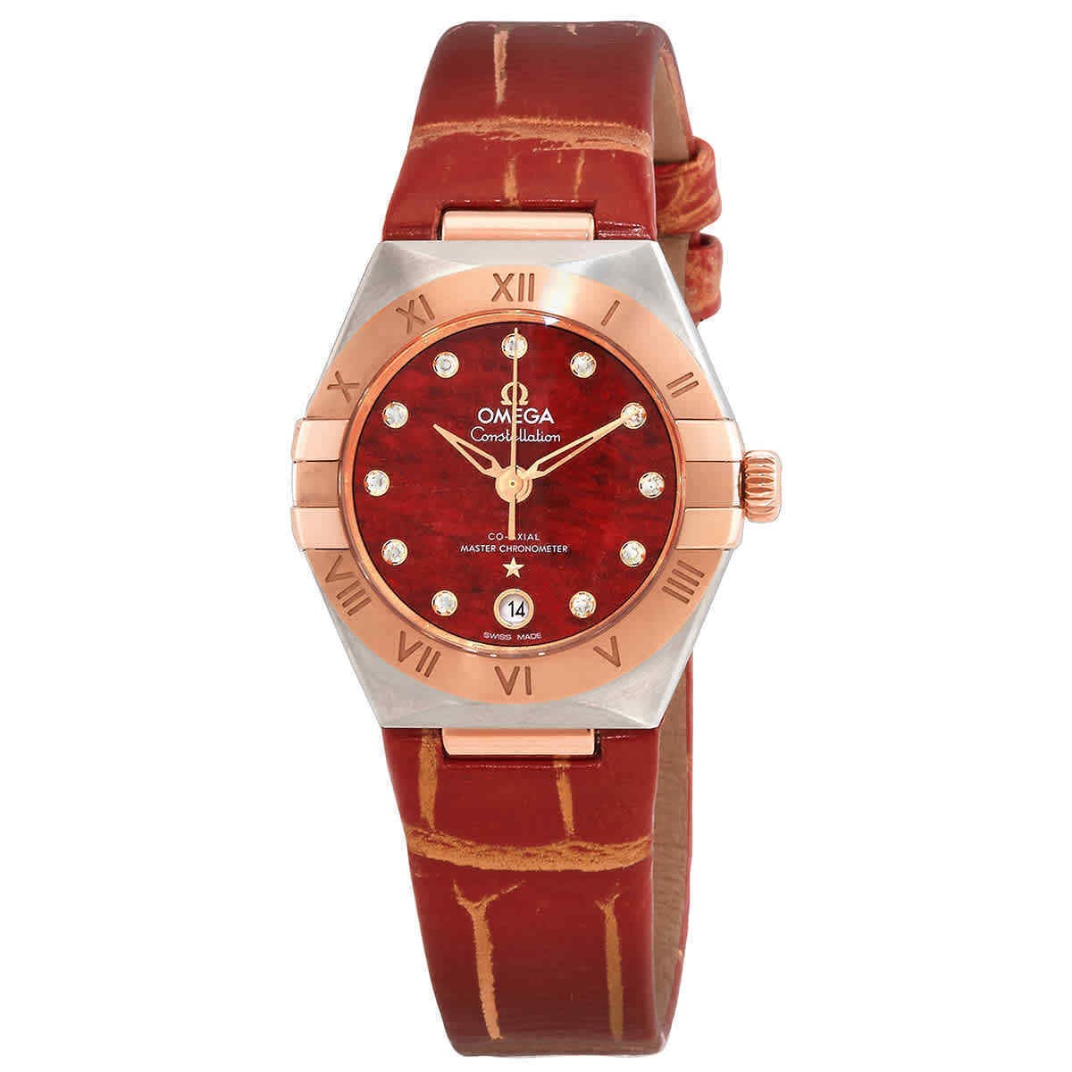 Omega constellation diamond red dial women's watch 131.23.29.20.99.02-