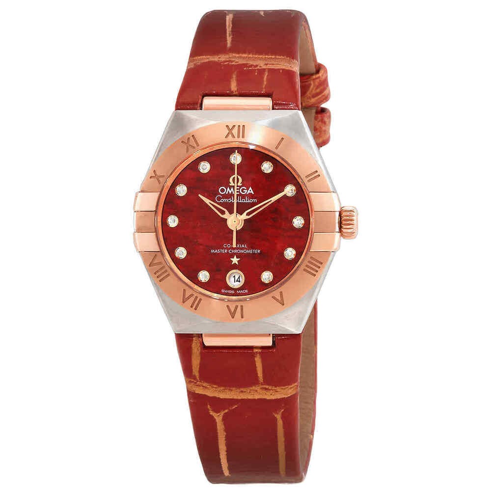 Omega constellation diamond red dial women's watch 131.23.29.20.99.02-