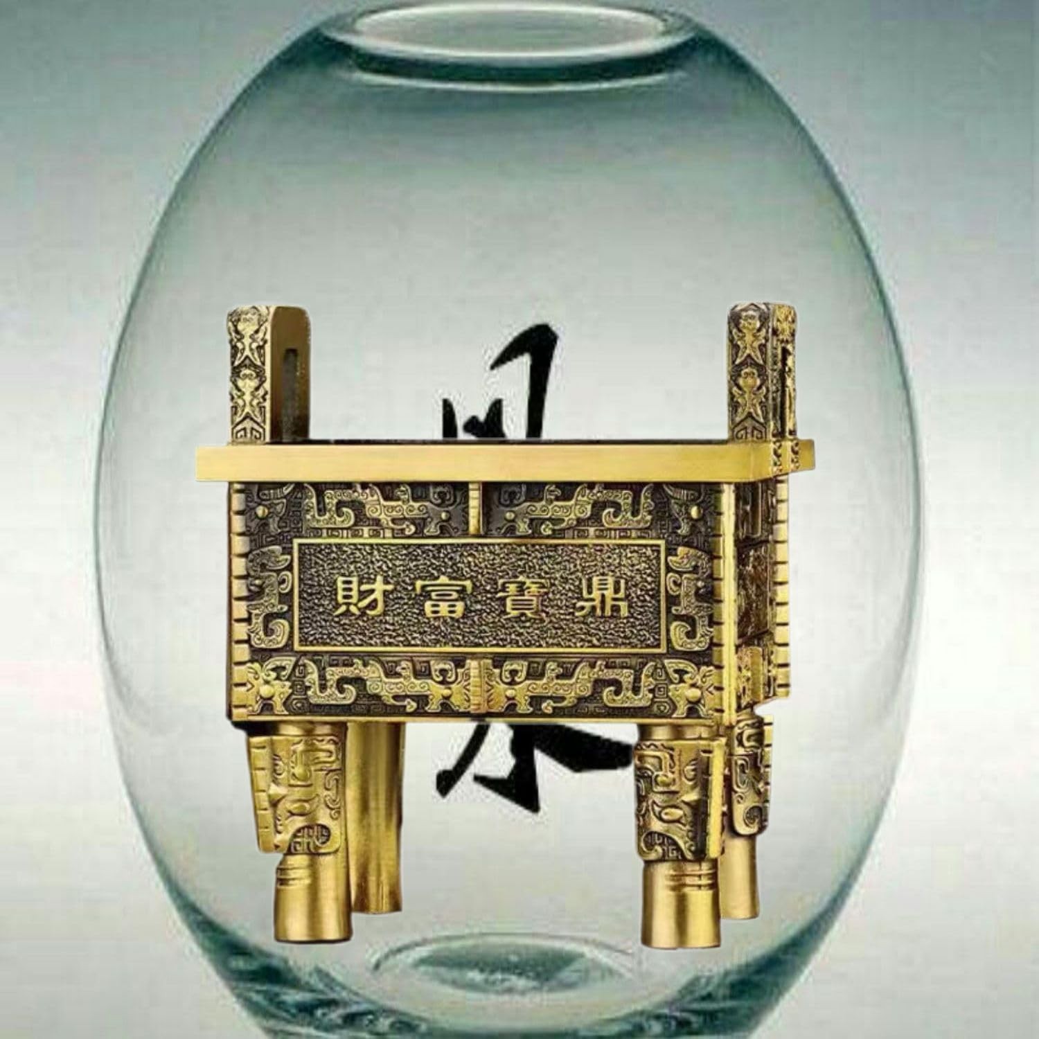 Wealth Feng Shui Treasure Ding Statue Chinese Traditional Ornament Incense Burner Home Decor