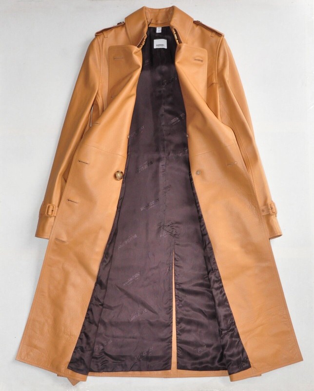 BNWT BURBERRY Haddington Calf Leather Trench Coat Womens AU4/US2 IN Brown