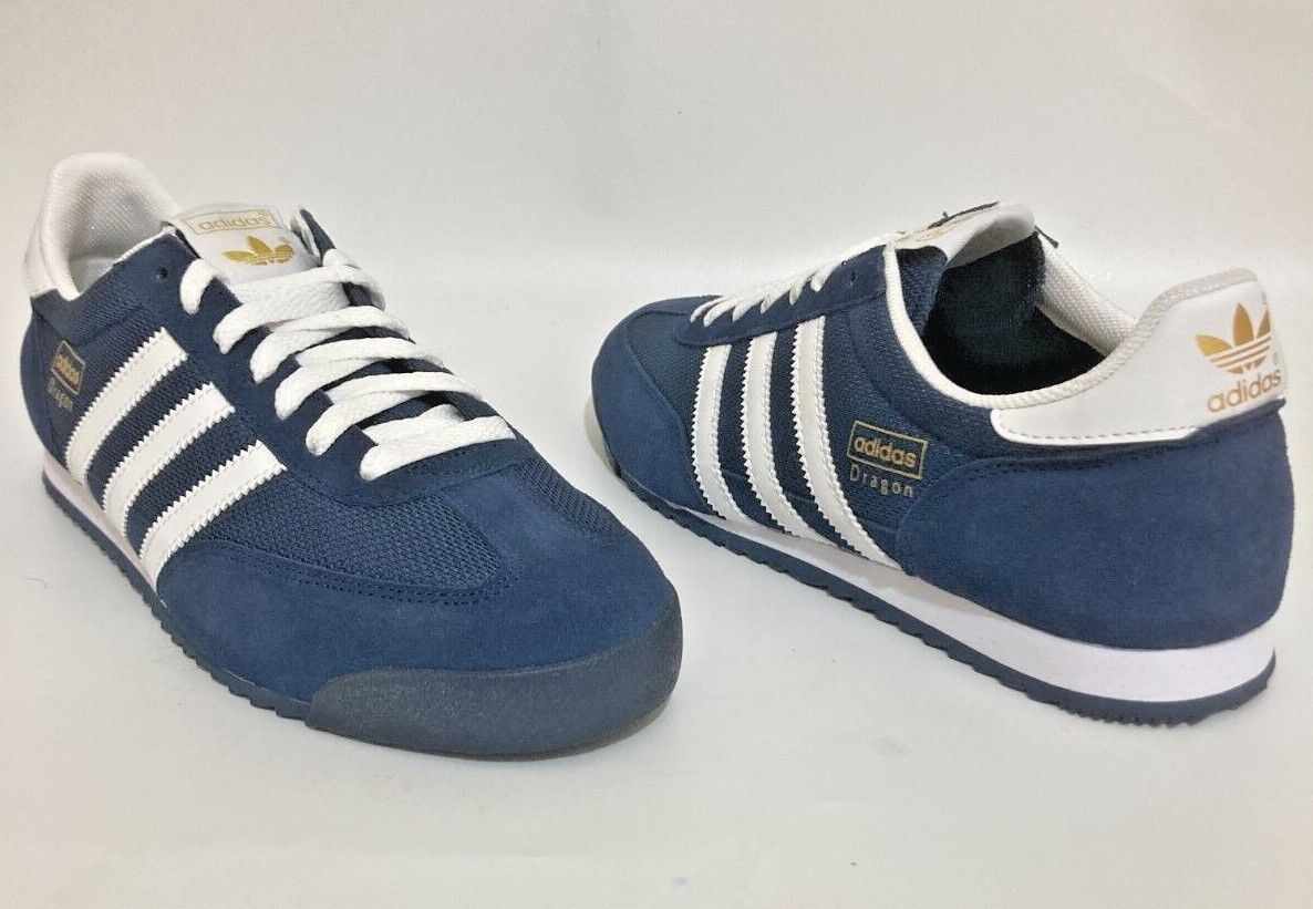 adidas dragon Mens Originals Trainers Uk Size 7 - 12 G50919 NAVY WHITE MET GOLD