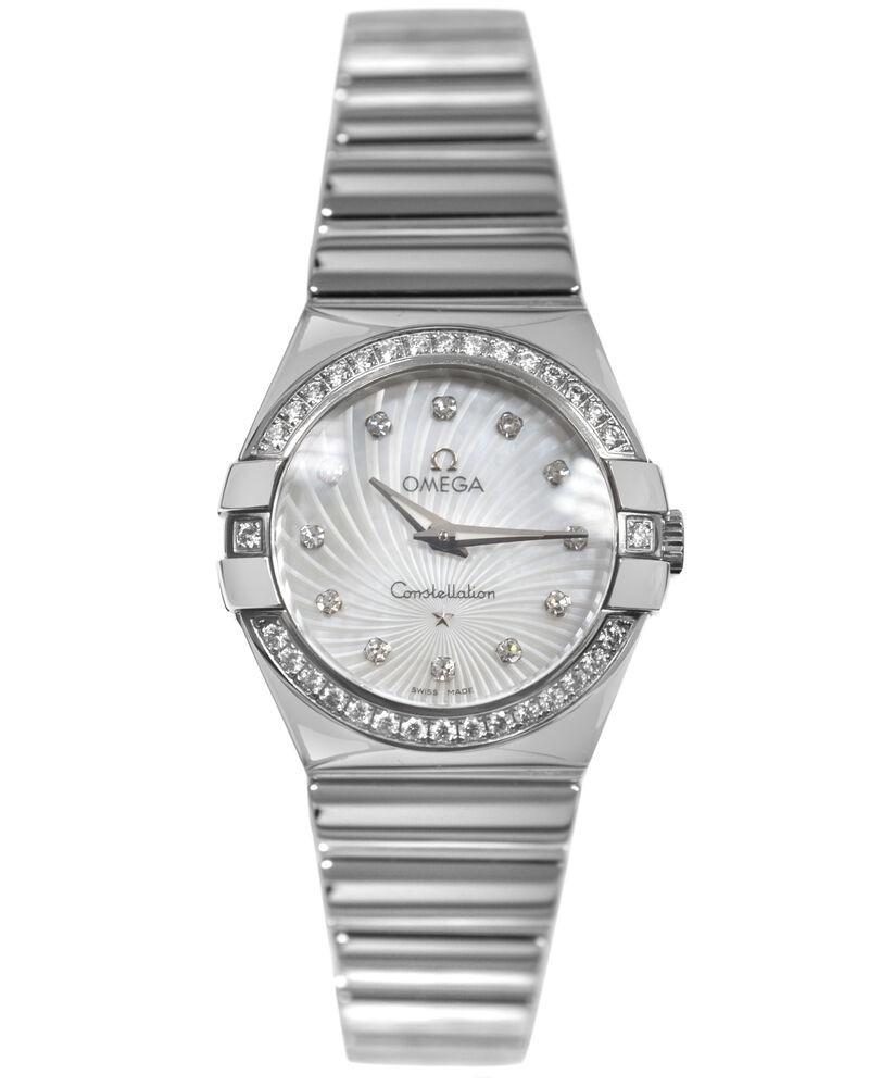 Omega Constellation 123.15.27.60.55.004 Diamond Sunburst MOP 27mm Quartz Watch-